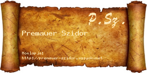 Premauer Szidor névjegykártya